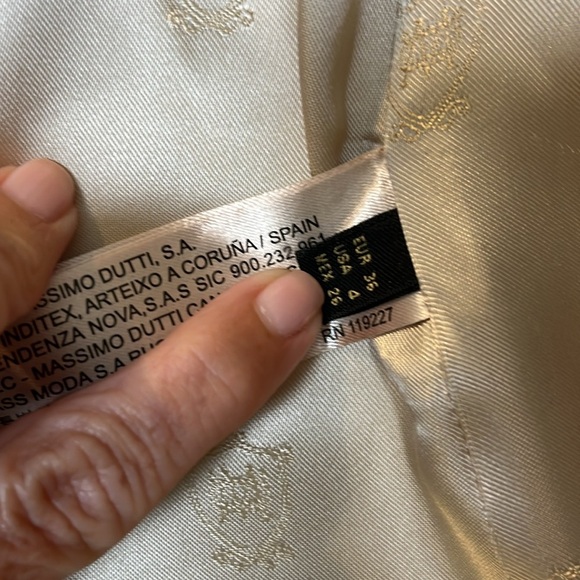 Massimo Dutti Wool Pea Coat Women's Size 4 Small Cream Fur Hood - Picture 11 of 11